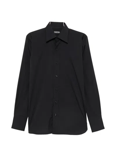 Tom Ford Button-down Long-sleeve Shirt In Black
