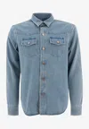 Tom Ford Light Blue Western Panel Shirt With Flap Pockets In Blue