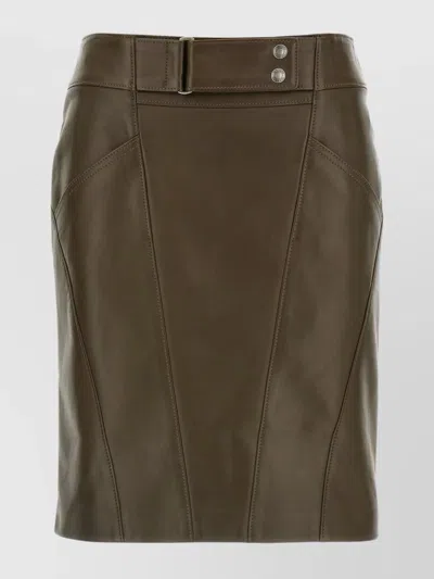 Tom Ford Soft Nappa Leather Mini Pencil Skirt In Brown