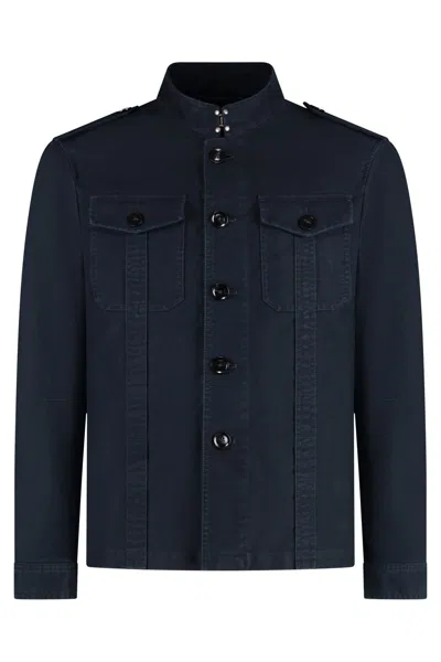 Tom Ford Buttoned Jacket In Blue
