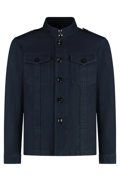 Tom Ford Buttoned Jacket In Blue