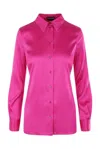Tom Ford Stretch Silk Satin Fitted Shirt In Fuchsia