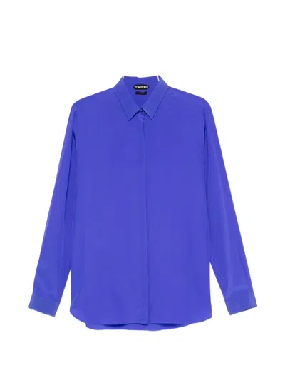 Tom Ford Buttoned Long-sleeve Shirt In Blue
