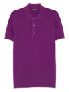 Tom Ford Cotton Blend Polo Shirt Short Sleeves In Purple