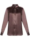 Tom Ford Fluid Charmeuse Silk Shirt In Braun