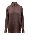 Tom Ford Fluid Silk Charmeuse Shirt In Brown
