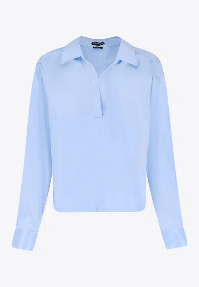 Tom Ford Buttoned V-neck Shirt In Blue