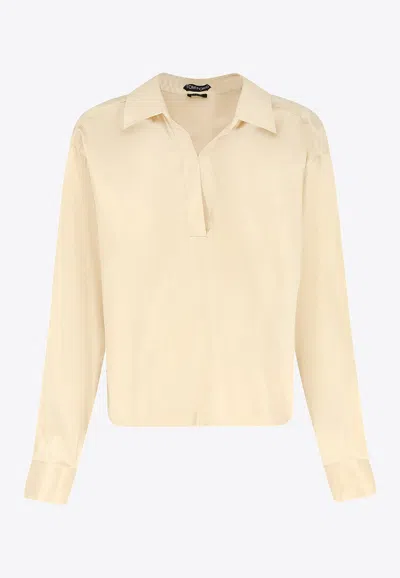 Tom Ford Buttoned V-neck Shirt In Neutral