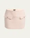 Tom Ford Buttoned Wool Mini Skirt In Almost Blu