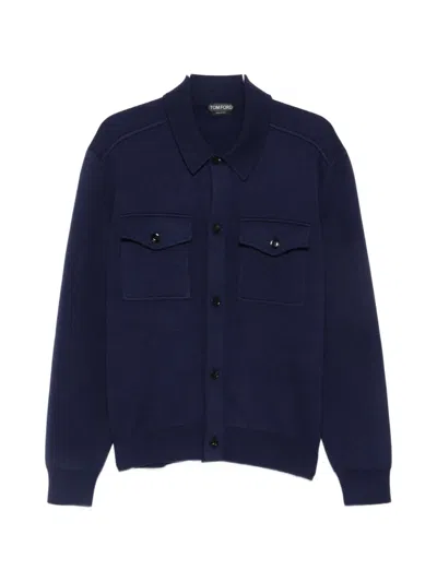 Tom Ford Button-up Chest-pocket Shirt Jacket In Blue