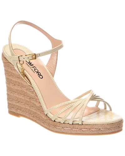 Tom Ford Cabana Leather Wedge Sandal In Multi