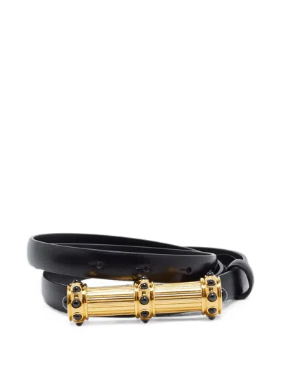 Pre-owned Tom Ford Cabochon Buckle Belt In Black