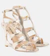 Tom Ford Paradis Croc-effect Leather Cage Sandals In Metallic