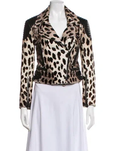 Pre-owned Tom Ford Calf Hair Animal Print Fur Jacket In Multi