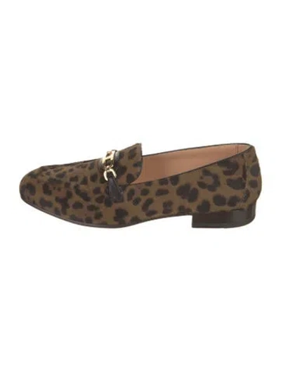 Pre-owned Tom Ford Calf Hair Animal Print Loafers W/ Tags In Brown