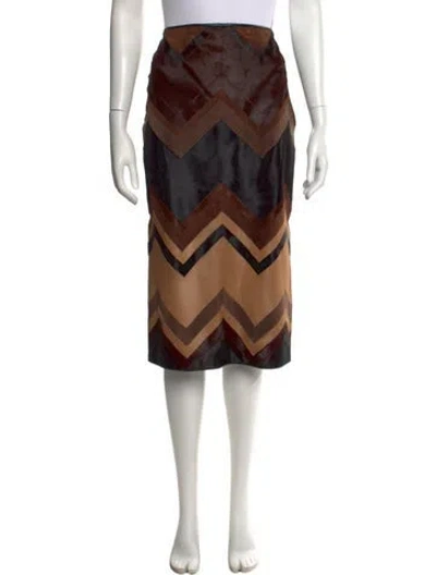 Pre-owned Tom Ford Calf Hair Midi Length Skirt In Brown