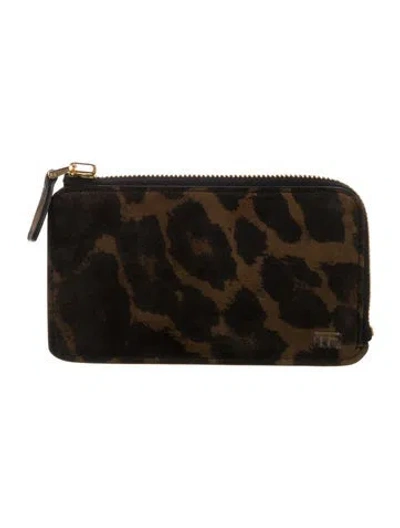 Pre-owned Tom Ford Calf Leather Animal Print Coin Pouch W/ Tags In Multi