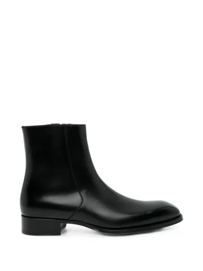 Tom Ford Calf Leather Ankle Boots In Multi