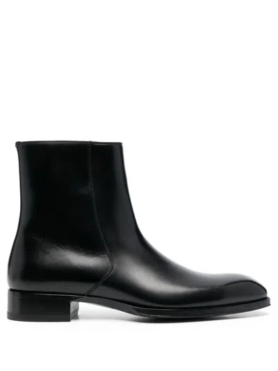 Tom Ford Elkan Leather Chelsea Boots In Black