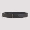 Tom Ford Dark Brown Reversible Textured Silver Buckle Belt In Brown