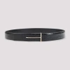 Tom Ford T-buckle Reversible Belt In Croc-embossed Leather In Black