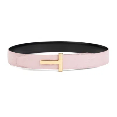 Tom Ford Pastel Pink Signature Buckle Belt In Multicolor