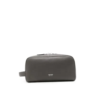 Tom Ford Calf Leather Belt Bag In Gray