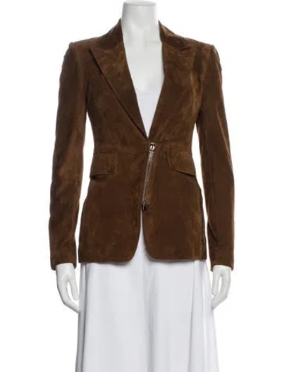 Pre-owned Tom Ford Calf Leather Blazer In Brown