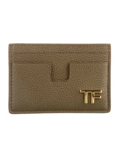 Pre-owned Tom Ford Calf Leather Card Holder In Green