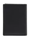 Tom Ford Black Card Holder With Embossed Logo Lettering On The Front In Grained Leather Man In Black