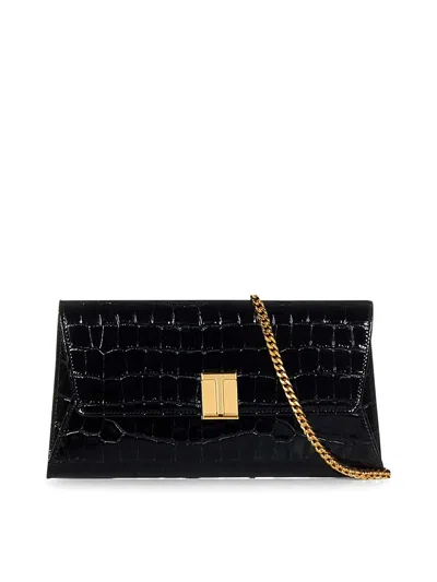 Tom Ford Calf Leather Clutch In Black