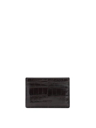 Tom Ford Calf Leather Credit Card Case In Brown