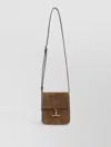 Tom Ford Mini Leather-trimmed Suede Shoulder Bag In Brown