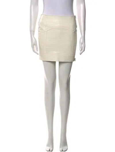 Pre-owned Tom Ford Calf Leather Mini Skirt In Neutral