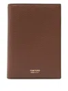 Tom Ford Tan Soft Grain Leather T Line Passport Holder In Brown
