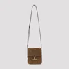 Tom Ford Mini Leather-trimmed Suede Shoulder Bag In Brown