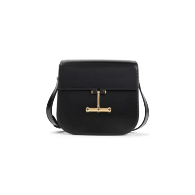 Tom Ford Calf Leather Shoulder Bag With Gold-tone Hardware In Black