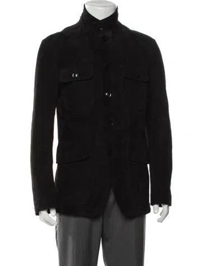 Pre-owned Tom Ford Calf Leather Utility Jacket In Black