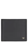 Tom Ford Black Small Grain Leather Bifold Wallet In Black