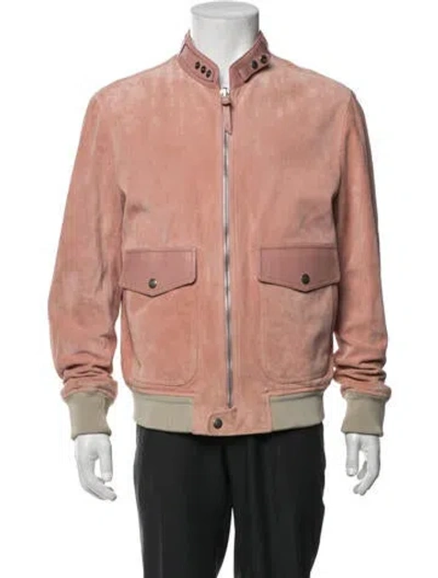 Pre-owned Tom Ford Calfskin Bomber Jacket In Pink