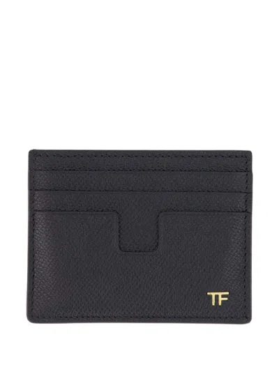 Tom Ford Calfskin Cardholder With Logo In Black