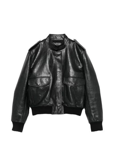 Tom Ford Calfskin Jacket In Black