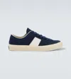 Tom Ford Cambridge Leather-trimmed Suede Sneakers In Blue