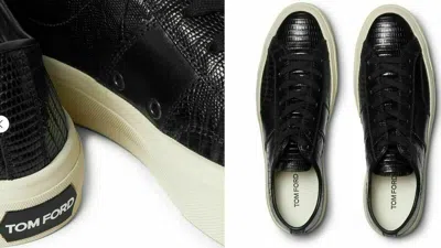 Pre-owned Tom Ford Cambridge Lizard Eidechse Sneakers Shoes Shoe Trainers 44+ In Black