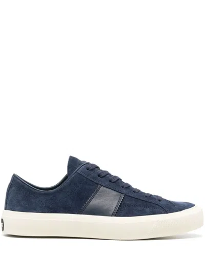 Tom Ford Cambridge Logo-patch Sneakers In Blue