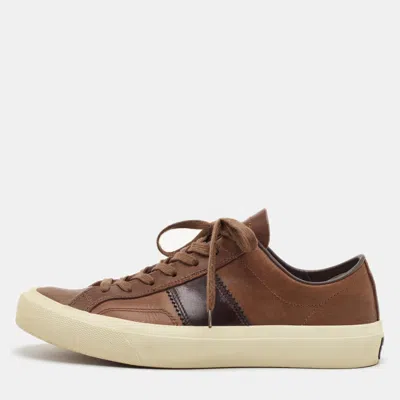 Pre-owned Tom Ford Cambridge Size 42 Brown Leather Low Top Sneakers
