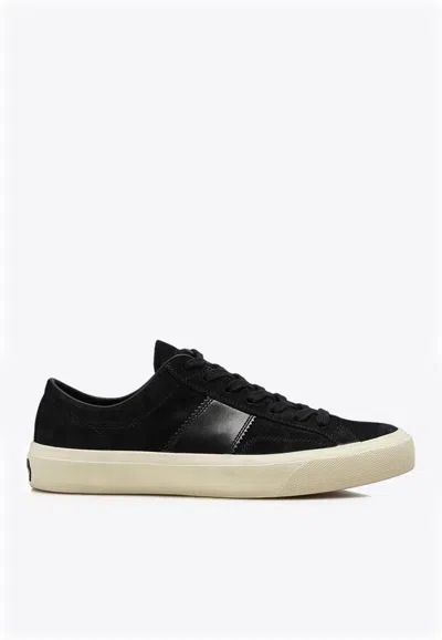 Tom Ford Cambridge Suede Low-top Sneakers In Black