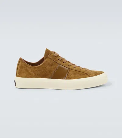 Tom Ford Cambridge Suede Sneakers In Biscuit + Cream