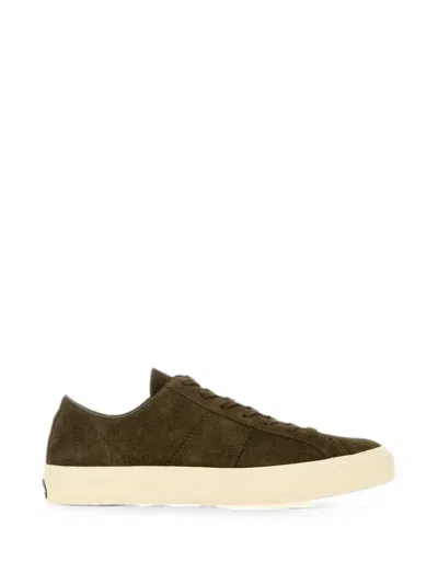 Tom Ford Khaki Suede Cambridge Sneaker In Green