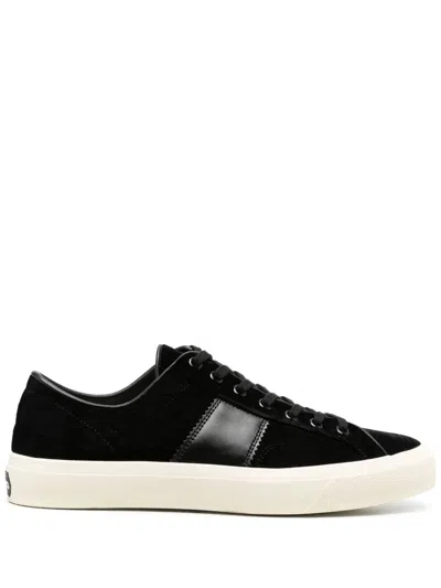 Tom Ford Cambridge Velvet Sneakers In Black